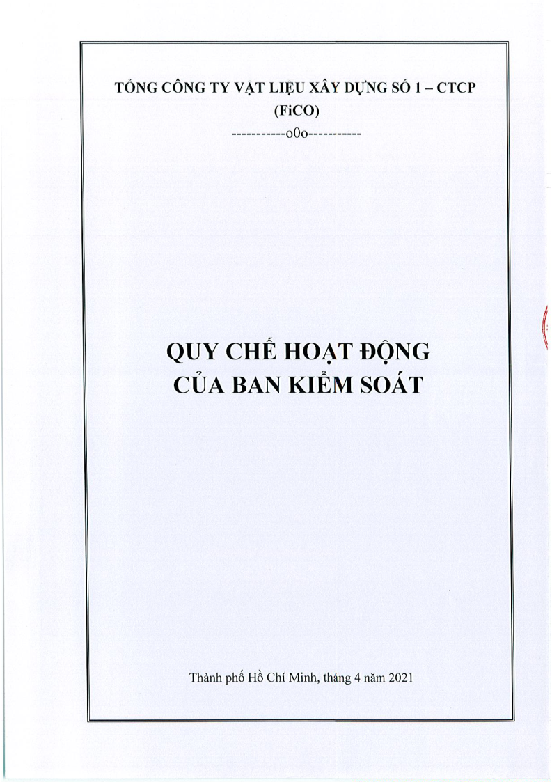 Quy chế Hoạt động của Ban Kiểm soát